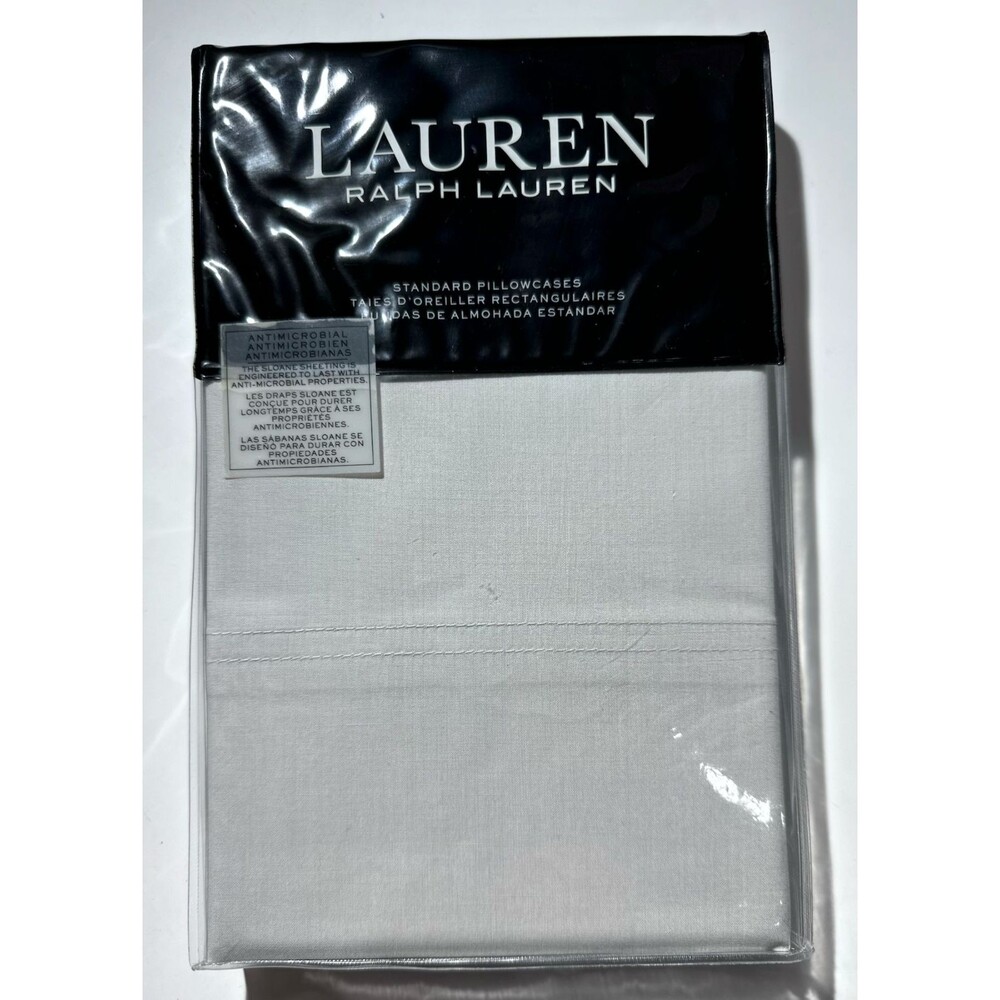 Lauren Ralph Lauren Sloane Cotton Standard Pillowcases Gray NEW 20x32 IN. NEW